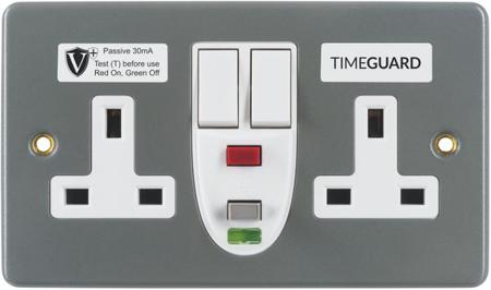RCD08MPVN Timeguard 30A, BS Fixing, Passive RCD Socket, Plastic, Surface Mount, Switched, 230 V ac
