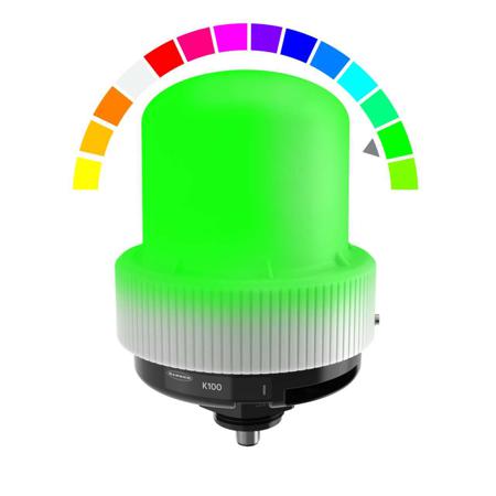 K100PLRGB7AQ Banner K100 Pro Series Multicolour Multiple Effect Beacon, 12 → 48 V dc, Base Mounted, LED Bulb, IP66, IP69K
