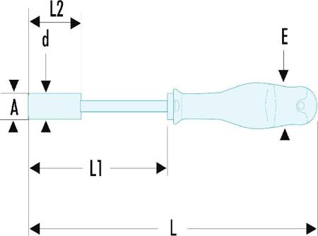 74AT-10 Facom 10 mm Hexagon Nut Driver, 125 mm Blade Length