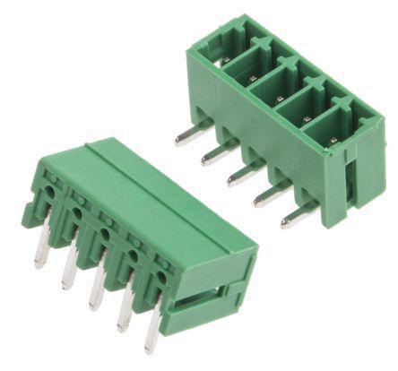 874-5221 RS Pro 155 Series 3.5mm Pitch Right Angle PCB Terminal Block, PCB Header, PCB, 5 Way