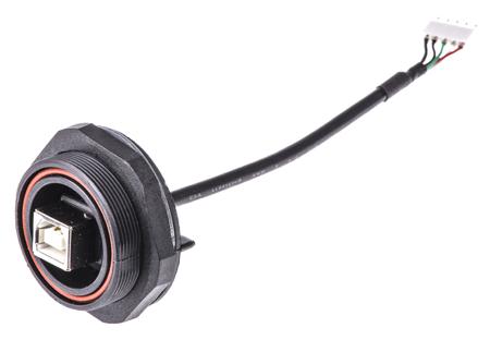PX0849/B Bulgin Straight, Panel Mount, Socket- Single Port Type B 2.0 IP68 USB Connector