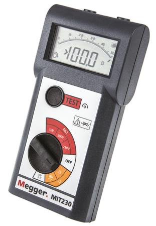 MIT230-EN Megger MIT230 Insulation & Continuity Tester, 250V Min, 1000V dc Max, 999MΩ Max, CAT III 300V