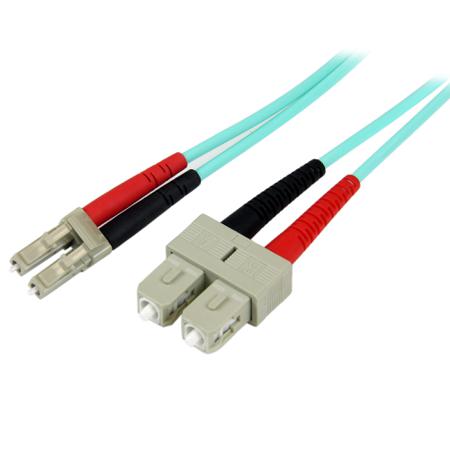 A50FBLCSC1 StarTech.com LC to SC Duplex Duplex OM3 Fibre Optic Cable, 3mm, Light Blue, 1m