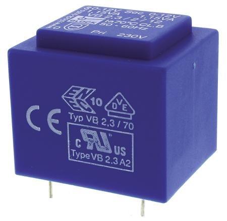 VB 2.3/2/12 Block 12V ac 2 Output Through Hole PCB Transformer, 2.3VA