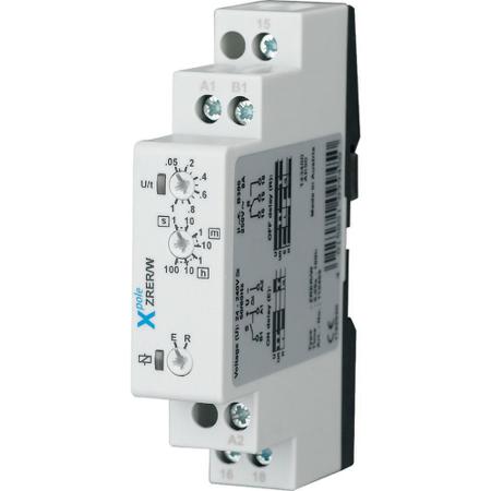 110405 ZRER/W Eaton ZRER Series DIN Rail Mount Timer Relay, 24 - 240V ac/dc, 1-Contact, 0.05 - 360000s, 2-Function, SPDT