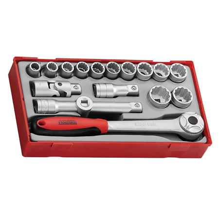 TT1218 Teng Tools  18 Piece Socket Set, 1/2 in Hexagon Drive
