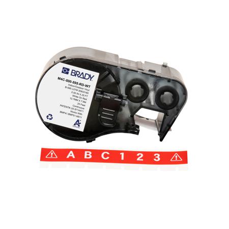 M4C-500-595-RD-WT Brady B-595 on White on Red Label, 12.70 mm Width