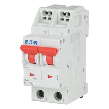 101305 PLI-D10/2 Eaton MCB, 2P, 10A Curve D, 400V AC, 10 kA Breaking Capacity