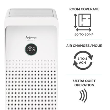 9799401 Fellowes HEPA Air Purifier, 80m², 47.3 dB, 59.6 dB, 68.5 dB