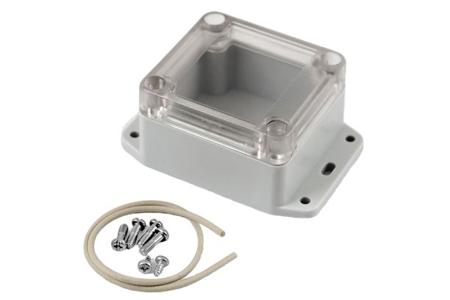 RP1020BFC Hammond RP Series Light Grey Polycarbonate General Purpose Enclosure, IP65, Flanged, Clear Lid, 65 x 60 x 40mm