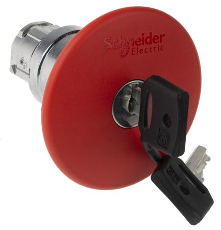 ZB4BS964 Schneider Electric Harmony XB4 Series, Key Release, Emergency Stop Push Button Head