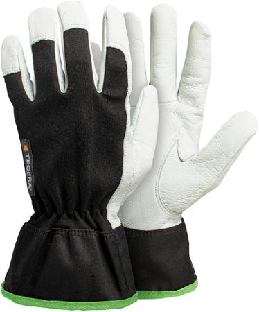 514-6 Tegera TEGERA Black, Green, White Leather Dry Environment Work Gloves, Size 6