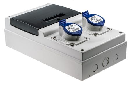 671.1623-R Scame, DOMINO IP44 Blue Wall Mount 2P + E RCD Industrial Power Connector Socket, Rated At 16A, 230 V