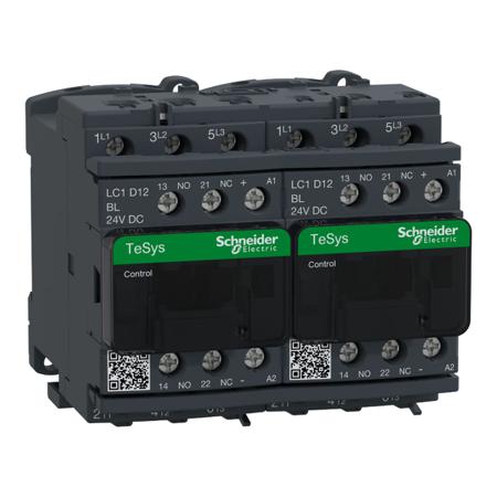 LC2D12BLV TeSys D LC2D Reversing Contactor, 3 Pole, 12 A, 1 NO + 1 NC