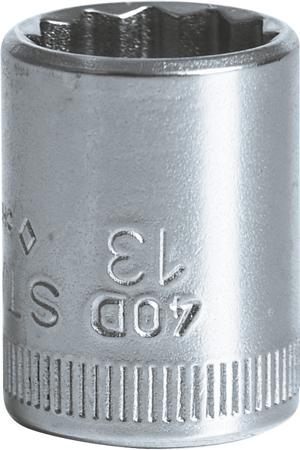01030013 STAHLWILLE 1/4 in Drive 13mm Standard Socket, 12 point, 23 mm Overall Length
