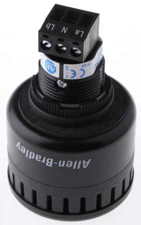 855P-B30ME22 Allen Bradley , Black Panel Mount Buzzer, 45 mm diameter, 12 → 24 V ac/dc, 100dB at 1 Metre