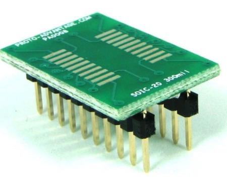PA0008 CHIPQUIK Through Hole Mount 1.27mm Pitch IC Socket Adapter, 20 Pin SOIC to 20 Pin Male DIP