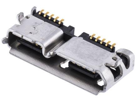 ZX360D-B-10P-30- Hirose ZX360, Right Angle PCB Mount, Type B Version 3.0 Micro USB Receptacle