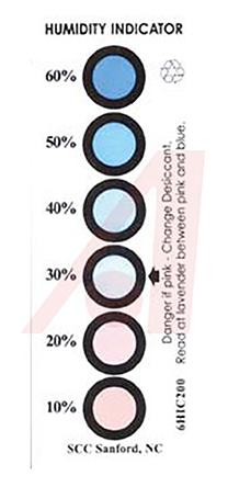 6HIC200 SCS Blotting Paper Impregnated With Cobaltous Chloride ESD Label, Humidity Indicator-Text 4.75 in x 1.56in