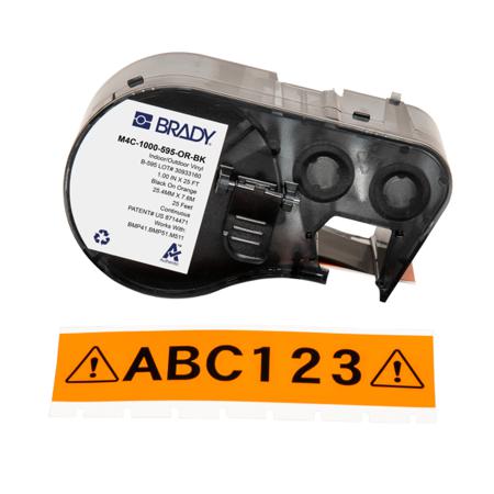M4C-1000-595-OR-BK Brady B-595 on Black on Orange Label, 25.40 mm Width