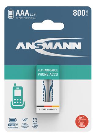 5035332 Ansmann NiMH AAA Rechargeable Battery, 800mAh