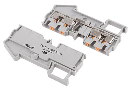 3211921 Phoenix Contact  PT 4-QUATTRO-DIO 1N 5408/R-L Series Grey, Single-Level, Push In Termination