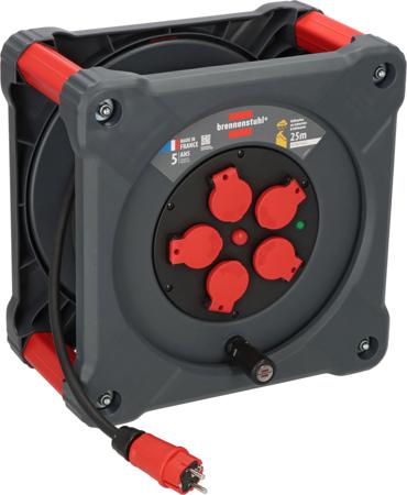 9202251110 brennenstuhl 25m 5 Socket Type E - French Cable Reel Semi-enclosed Reel, 230 V, IP44