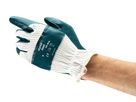 32815080 Ansell Hynit 32-815 Blue Polycotton Abrasion Resistant Gloves, Size 8, Nitrile Coating