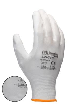 LN610-08 RS PRO White Polyamide Good Dexterity Work Gloves, Size 8, Medium, Polyurethane Coating