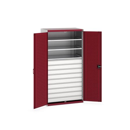40021114-24V Bott 2 Door, 9 Drawer Sheet Steel Floor Standing Cupboard, 1050 X 650 X 2000mm