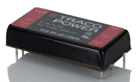 TEN-60-4812WIN TRACOPOWER TEN 60WIN 60W Isolated DC-DC Converter Through Hole, Vin 18 → 75 V dc, Vout 12V dc
