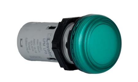 LPMLP3 Lovato, LPML, Panel Mount Green LED Pilot Light, 22mm Cutout, IP66, IP67, IP69K, Round, 380-415V