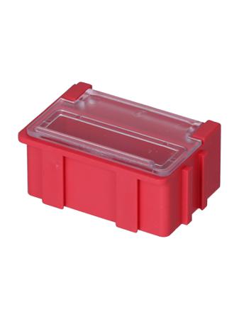 8150012 Licefa 1 Cell Red, Transparent Compartment Box, 21mm x 42.4mm x 29.4mm