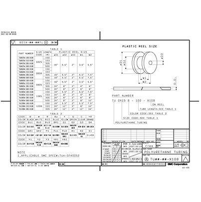 TU0604BU-500-X108 SMC Air Hose Blue Polyurethane 6mm x 500m TUH Series,
