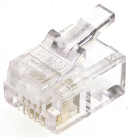 MHRJ116P4CR MH Connectors MHRJ Series Male RJ14 Connector, Cable Mount Straight 6P/4C -Way