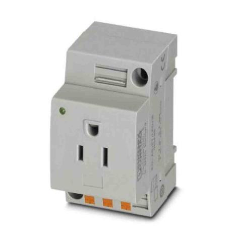 0804168 Phoenix Contact USA Mains Sockets, 15A, DIN Rail, 125 V