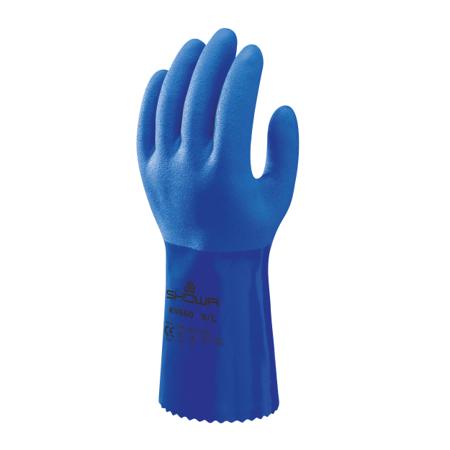 SHOKV6602 Showa KV660 Blue Kevlar Chemical Resistant, Cut Resistant Work Gloves, Size Medium, PVC Coating