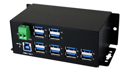 EX-1112HMS Exsys 12 Port USB 3.0, USB 3.1 USB A, USB B  Hub, 132.50 x 65.00 x 48.20mm