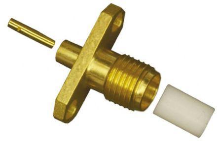 1051046-1 TE Connectivity Straight 50Ω Flange Mount SMA Jack, Solder Termination