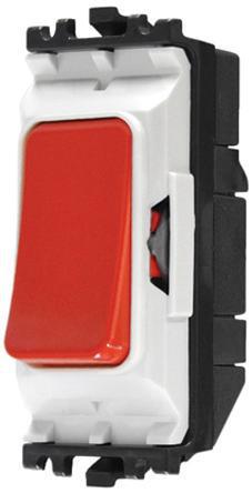 K4910-RED Red 20 A Rocker Light Switch Red, 1 Way Clip In Semi Gloss, 1 Gang MK Grid, 250 V ac 86mm Not Illuminated IP2X
