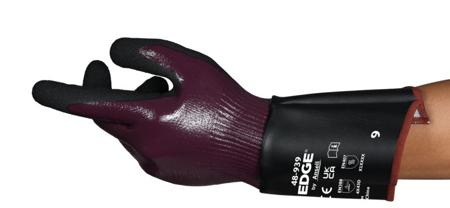 48939120 Ansell EDGE 48939 Black HPPE, Polyester Cut Resistant Work Gloves, Size 12, Nitrile Coating