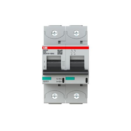 2CCG001241R0001 ABB High Performance S800N MCB, 2P Poles, 80A Curve D, 400V AC, 36 kA Breaking Capacity, MCB
