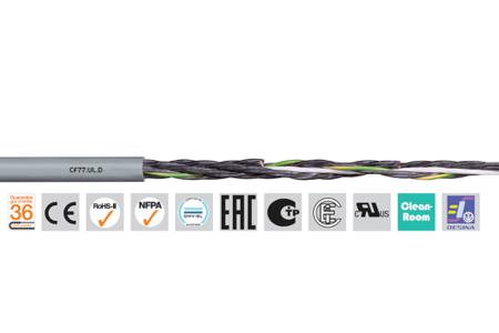 CF77.UL.07.07.D (100m) Igus chainflex CF77.UL.D Control Cable, 7 Cores, 0.75 mm² 18 AWG, Unscreened, 100 m, Grey Polyurethane Sheath