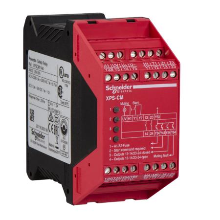XPSCM1144 Schneider Electric Preventa XPS XPS CM 4 Auxiliary Contacts Safety Relay 24V dc 2 Safety Contacts