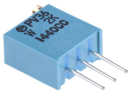 PV36W202C01B00 2kΩ, Through Hole Trimmer Potentiometer 0.5W Top Adjust Bourns, PV36
