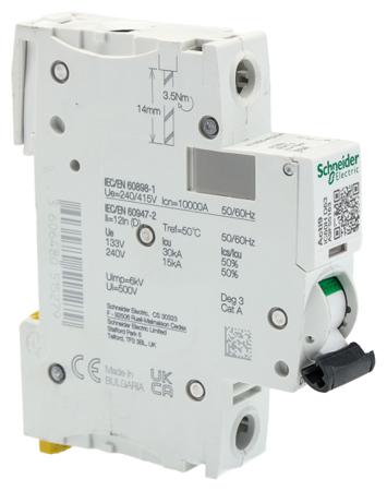 A9F55163 Acti 9 iC60H MCB Mini Circuit Breaker 1P, 63 A, 10 KA, Curve D