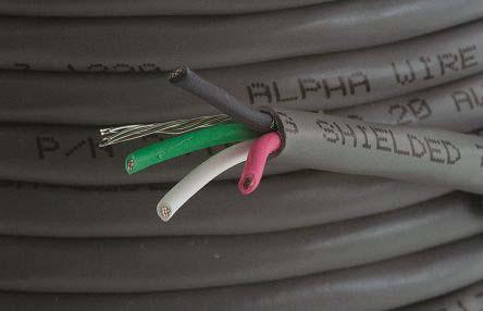 2414C SL005 Alpha Wire Alpha Essentials Communication & Control Control Cable, 4 Cores, 0.56 mm² 20 AWG, Screened, 30 m, Grey