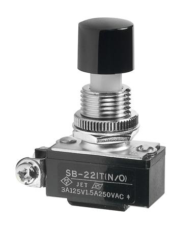 SB221TNO NKK Switches Push Button Switch, Off-(On), Panel Mount, 12.5mm Cutout, SPST