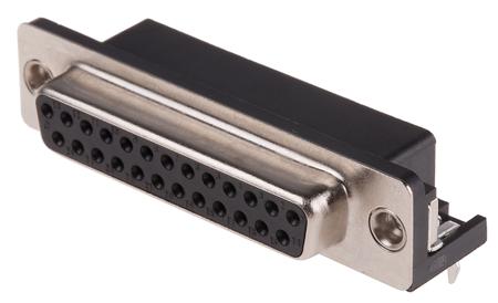 239-5906 RS PRO 25 Way Right Angle Through Hole D-sub Connector Socket, 2.77mm Pitch, with 4-40 UNC, Threaded Insert