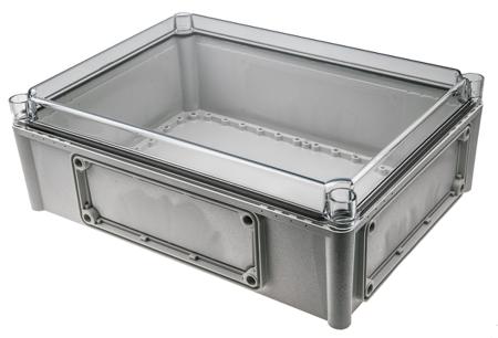 EKPE 130 T + EKPVT Fibox EK Series Grey Polycarbonate Enclosure, IP66, IP67, Flanged, Transparent Lid, 380 x 280 x 130mm